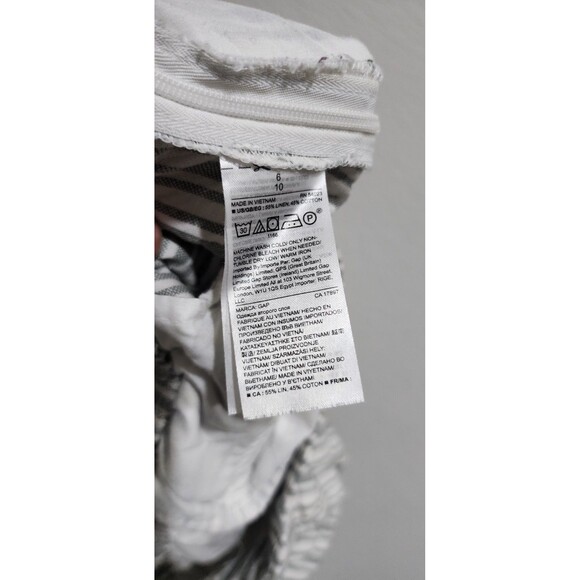 GAP Linen Cotton Blend Capri Striped Pants High Rise Line Sage - Size 6 - Picture 15 of 16